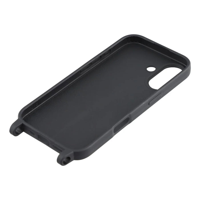 For iPhone 17 Case with Long Lanyard TPU Soft Matte Phone Cover - Black - 4