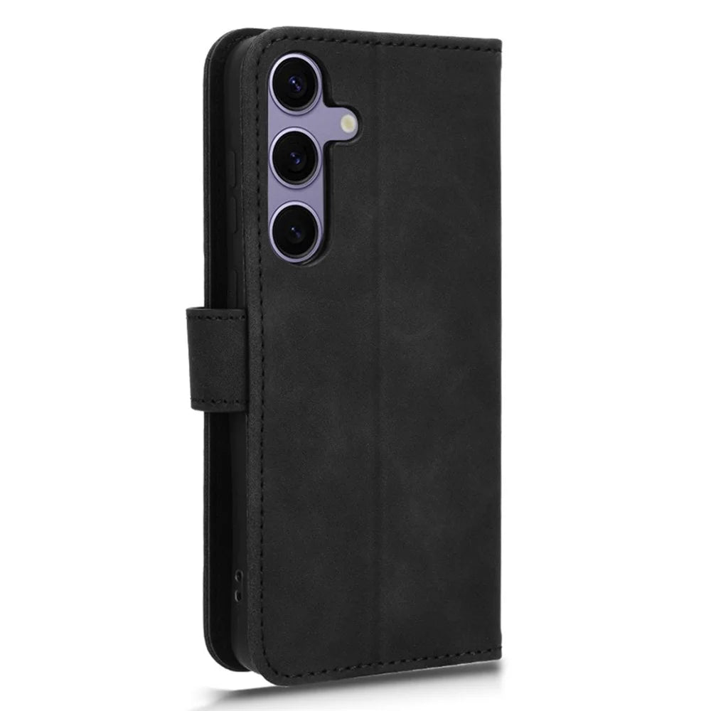 For Samsung Galaxy S26 Ultra Leather Case Skin Feel Anti Drop Wallet Stand Flip Phone Cover - Black - 6