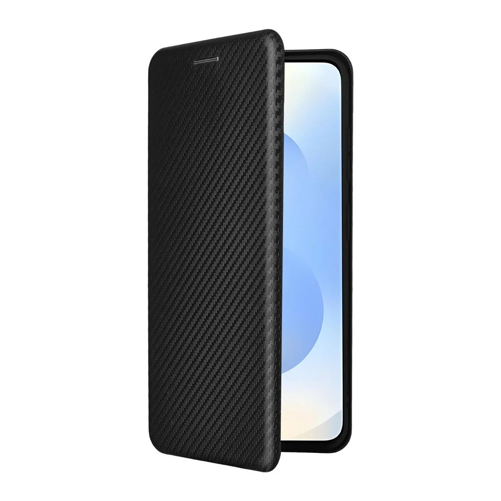 For Samsung Galaxy S26+ Case Carbon Fiber Texture Drop-Proof PU Leather Phone Cover - Black - 7