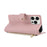 For iPhone 16 Pro Max Wallet Case Triangular Splicing Zipper Leather Flip Cover with Wrist Strap - Pink - 2