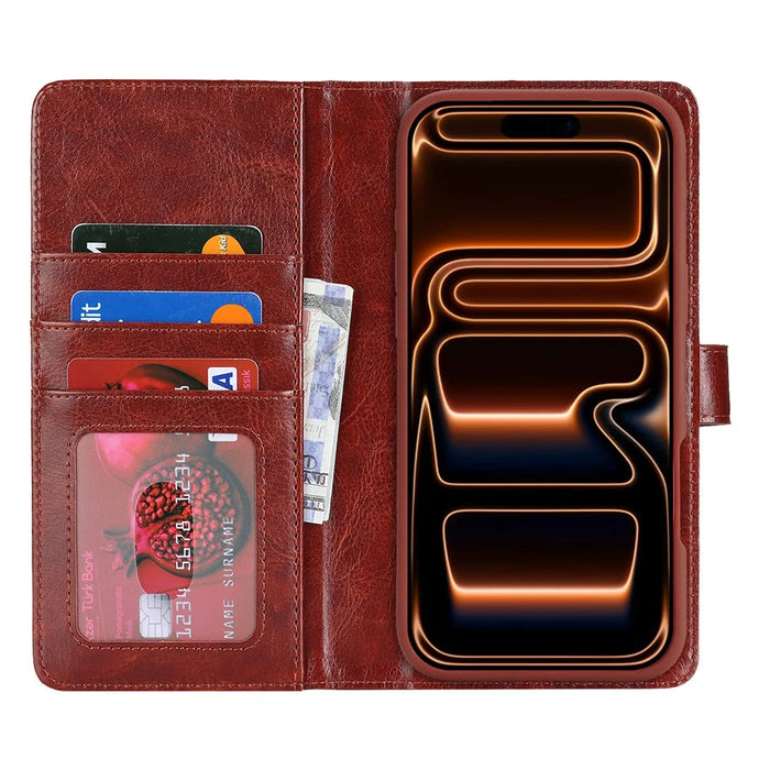 For iPhone 18 Pro / 17 Pro Magnetic Case Anti-Drop Detachable Wallet PU Leather Phone Cover - Dark Brown - 3