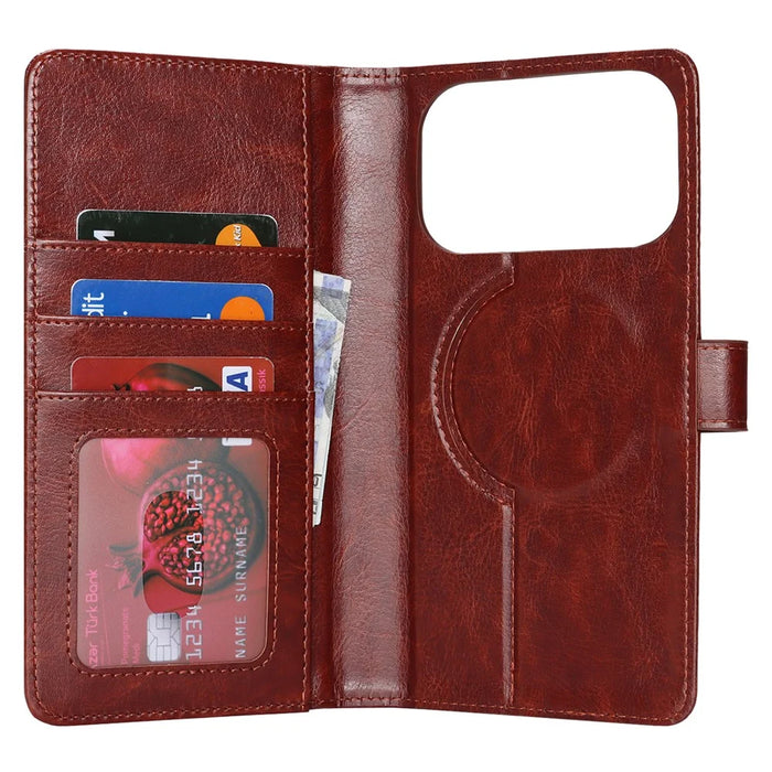 For iPhone 18 Pro / 17 Pro Magnetic Case Anti-Drop Detachable Wallet PU Leather Phone Cover - Dark Brown - 4