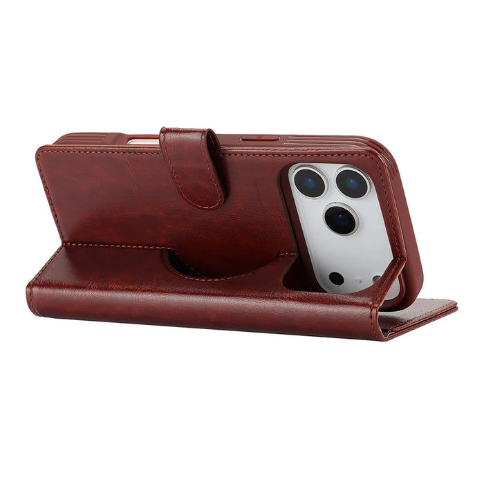 For iPhone 18 Pro / 17 Pro Magnetic Case Anti-Drop Detachable Wallet PU Leather Phone Cover - Dark Brown - 5