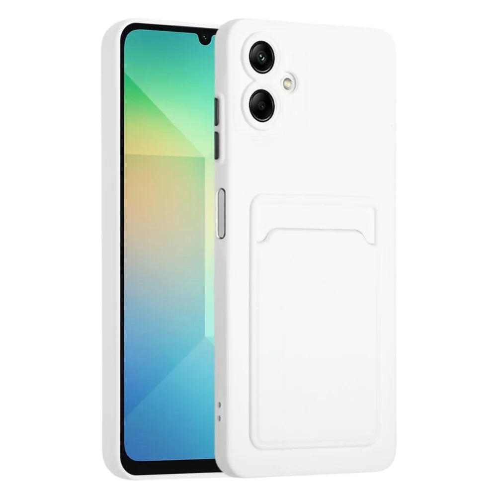 For Samsung Galaxy A08 4G / A07 5G / A07 4G Case Flexible TPU Phone Cover with Back Card Slot - White - 1