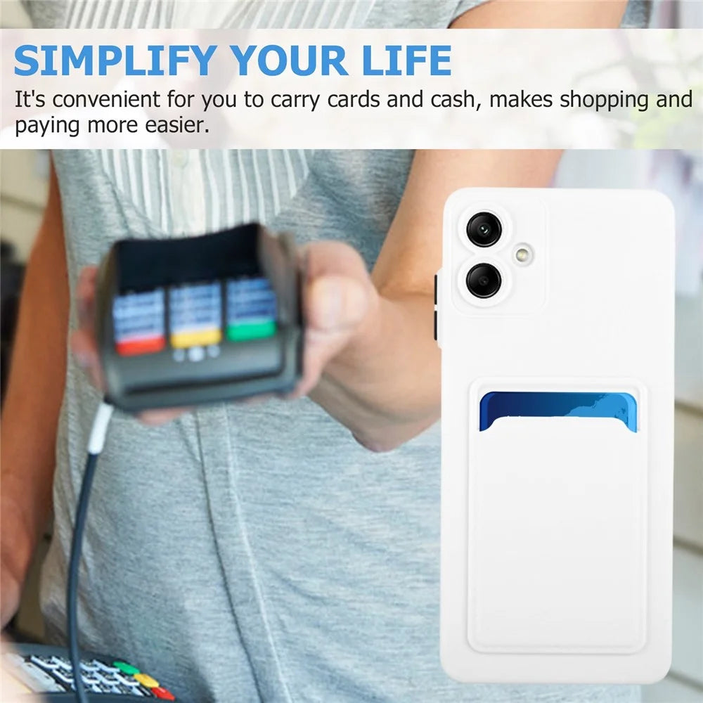 For Samsung Galaxy A08 4G / A07 5G / A07 4G Case Flexible TPU Phone Cover with Back Card Slot - White - 5