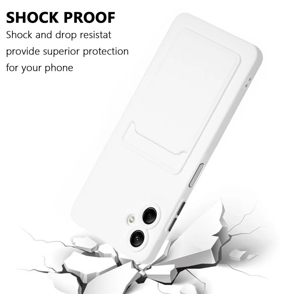 For Samsung Galaxy A08 4G / A07 5G / A07 4G Case Flexible TPU Phone Cover with Back Card Slot - White - 6