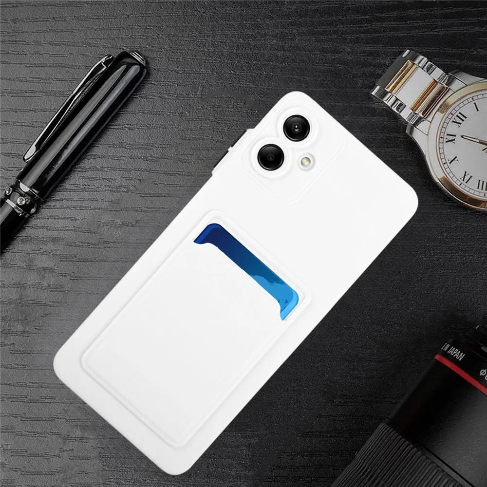 For Samsung Galaxy A08 4G / A07 5G / A07 4G Case Flexible TPU Phone Cover with Back Card Slot - White - 7