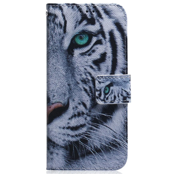 For Samsung Galaxy S23 Pattern Printing PU Leather Wallet Magnetic Cover Viewing Stand Shockproof Flip Phone Case - Tiger Head - 7