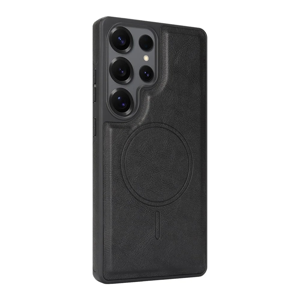 For Samsung Galaxy S26 Ultra Magnetic Cover Kickstand Leather Back Phone Shell with Detachable Pop-Up Card Case - Black - 5
