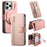 For iPhone 15 Pro Magnetic Leather Case with Detachable RFID Blocking Zipper Wallet Cover - Pink - 1
