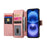 For iPhone 15 Pro Magnetic Leather Case with Detachable RFID Blocking Zipper Wallet Cover - Pink - 5