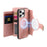 For iPhone 15 Pro Magnetic Leather Case with Detachable RFID Blocking Zipper Wallet Cover - Pink - 6