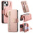 For iPhone 15 Magnetic Leather Case with Detachable RFID Blocking Zipper Wallet Cover - Pink - 1