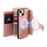 For iPhone 15 Magnetic Leather Case with Detachable RFID Blocking Zipper Wallet Cover - Pink - 6