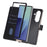 For Samsung Galaxy Z Fold7 5G Wallet Case Triangular Splicing Zipper Leather Flip Cover with Wrist Strap - Black - 5