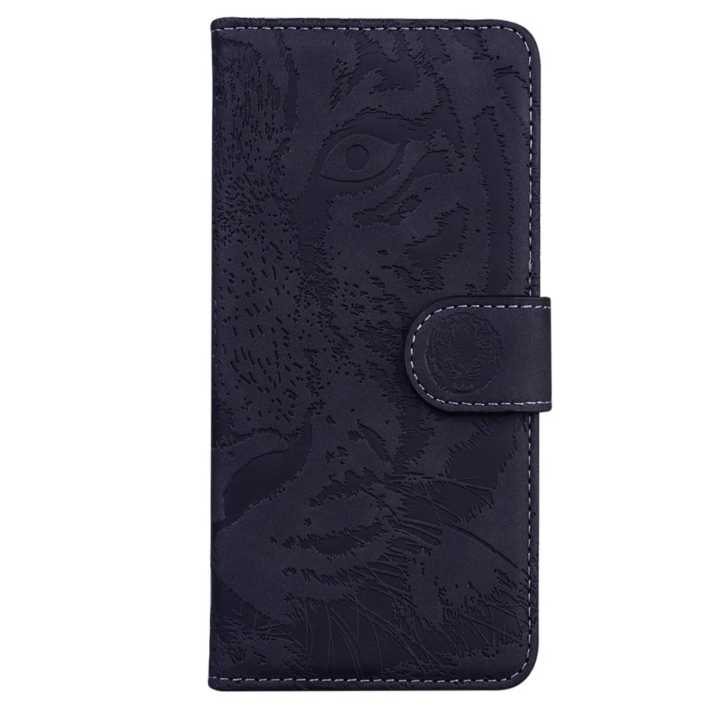 For Samsung Galaxy S23 Tiger Pattern Imprinted Wallet PU Leather Stand Magnetic Clasp Protective Phone Case - Black - 6