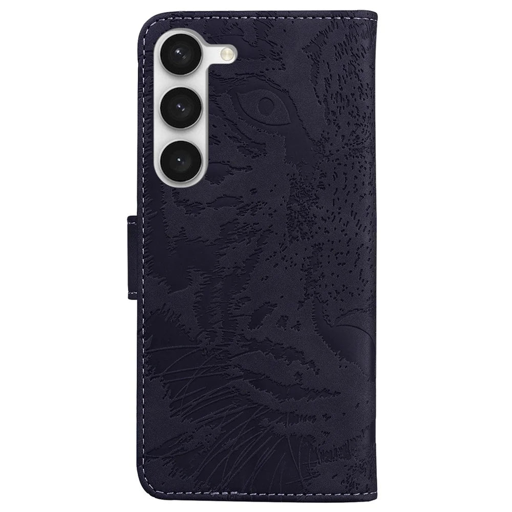 For Samsung Galaxy S23 Tiger Pattern Imprinted Wallet PU Leather Stand Magnetic Clasp Protective Phone Case - Black - 7