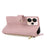 For Realme 15 5G Wallet Case Triangular Splicing Zipper Leather Flip Cover with Wrist Strap - Pink - 2