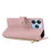 For Realme 15T 5G Wallet Case Triangular Splicing Zipper Leather Flip Cover with Wrist Strap - Pink - 2