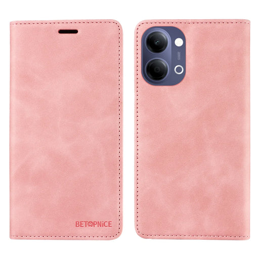 BETOPNICE For vivo Y21 5G (2026) / vivo Y05 4G Case  Magnetic Closure RFID Blocking Wallet Stand Leather Phone Cover - Pink - 1