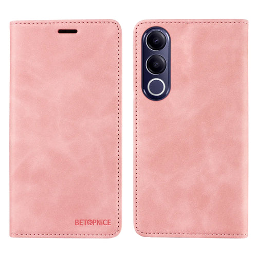 BETOPNICE For vivo V70 FE 5G Case  Magnetic Closure RFID Blocking Wallet Stand Leather Phone Cover - Pink - 1