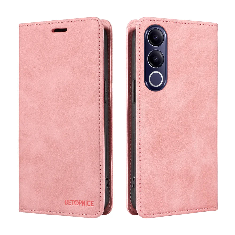BETOPNICE For vivo V70 FE 5G Case  Magnetic Closure RFID Blocking Wallet Stand Leather Phone Cover - Pink - 2