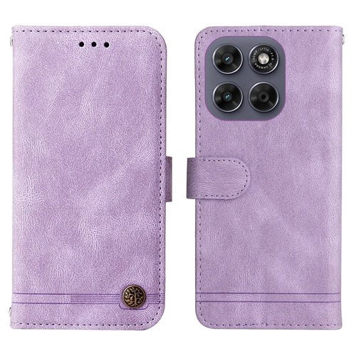 Leather Wallet Cases For Motorola Moto G87 5G / G77 5G / G67 5G Skin Touch Phone Cover Stand with Strap - Purple - 1