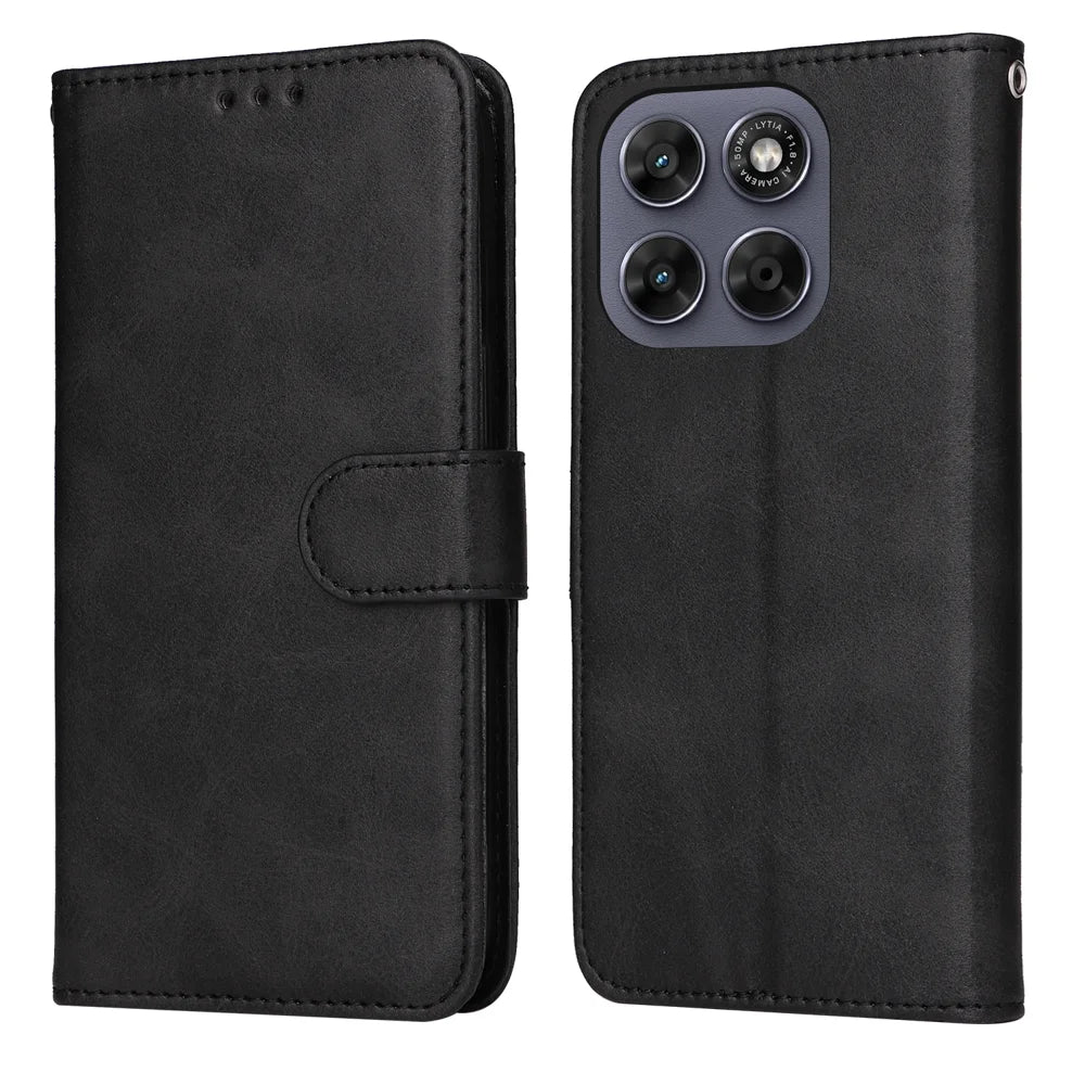 Wallet Case For Motorola Moto G87 5G / G77 5G / G67 5G PU Leather Folio Flip Phone Cover - Black - 1