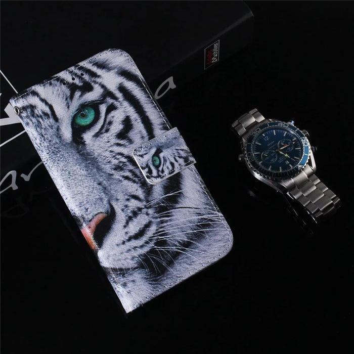 For Samsung Galaxy S23+ Pattern Printing PU Leather Drop-proof Cover Magnetic Clasp Flip Stand Wallet Case - Tiger Head - 6