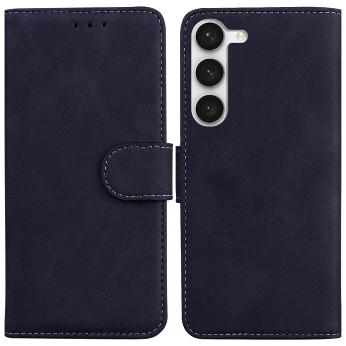 Stand Wallet Phone Case for Samsung Galaxy S23+, PU Leather + TPU Shockproof Smartphone Cover - Black - 1