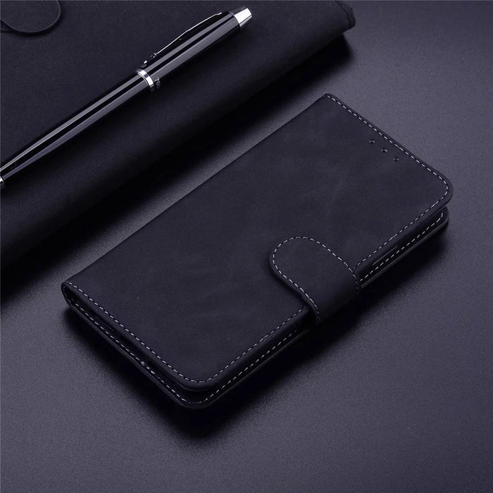 Stand Wallet Phone Case for Samsung Galaxy S23+, PU Leather + TPU Shockproof Smartphone Cover - Black - 6