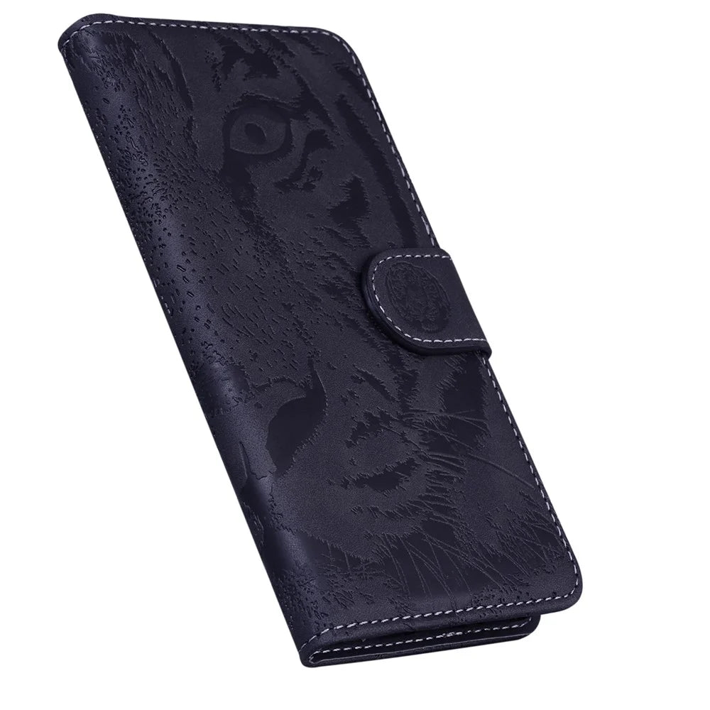 For Samsung Galaxy S23+ Anti-scratch PU Leather Smartphone Cover Stand Imprinting Tiger Pattern Magnetic Clasp Phone Wallet Case - Black - 5