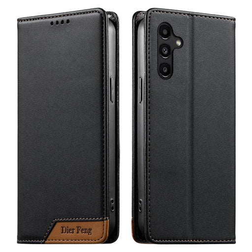 DIERFENG DF-018 for Samsung Galaxy A18 5G / A18 4G / A17 5G / A17 4G Case RFID Blocking Wallet Leather Phone Cover with Color Splicing Logo Corner - Black - 1