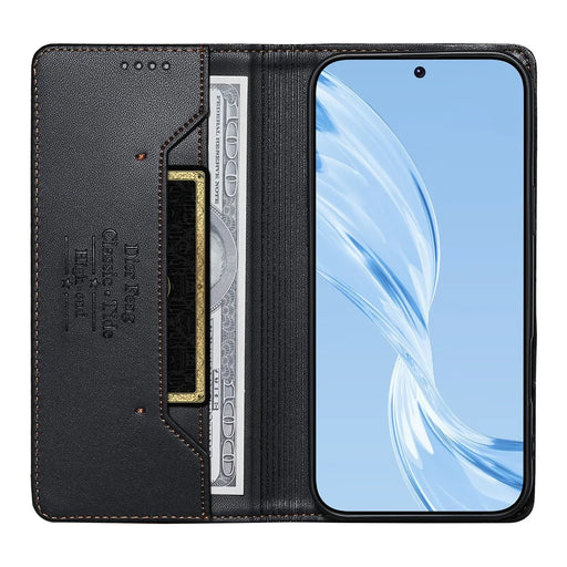 DIERFENG DF-018 for Samsung Galaxy S25 Edge Case RFID Blocking Wallet Leather Phone Cover with Color Splicing Logo Corner - Black - 2