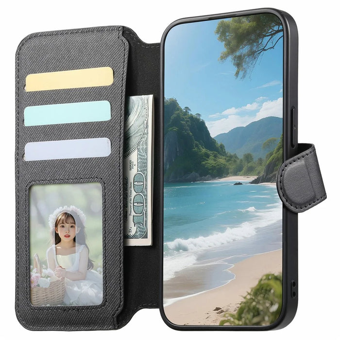 For Google Pixel 9a Magnetic Case RFID Blocking Detachable Wallet Stand Cloth Texture Leather Phone Cover - Black - 2