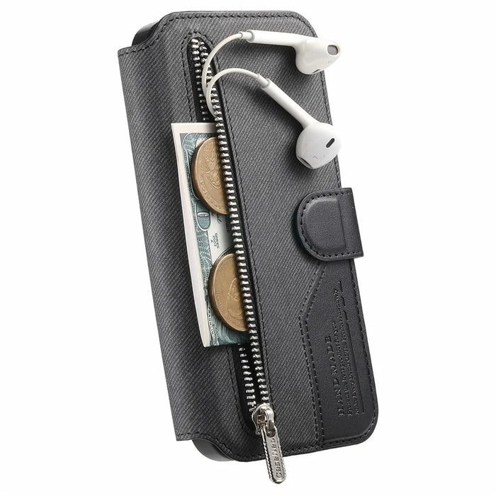 For Google Pixel 9a Magnetic Case RFID Blocking Detachable Wallet Stand Cloth Texture Leather Phone Cover - Black - 4