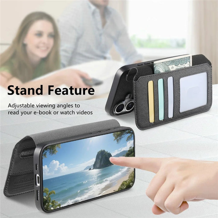 For Google Pixel 9a Magnetic Case RFID Blocking Detachable Wallet Stand Cloth Texture Leather Phone Cover - Black - 6