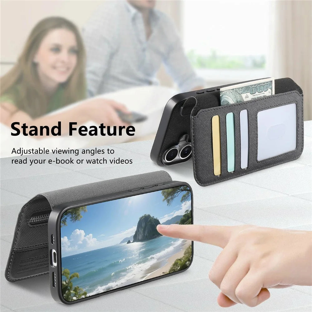 For Samsung Galaxy A36 5G Magnetic Case RFID Blocking Detachable Wallet Stand Cloth Texture Leather Phone Cover - Black - 6