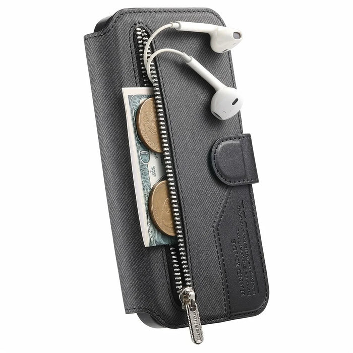 For Samsung Galaxy A26 5G Magnetic Case RFID Blocking Detachable Wallet Stand Cloth Texture Leather Phone Cover - Black - 4