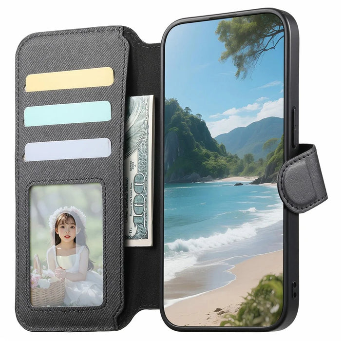 For Samsung Galaxy A16 5G  /  4G Magnetic Case RFID Blocking Detachable Wallet Stand Cloth Texture Leather Phone Cover - Black - 2