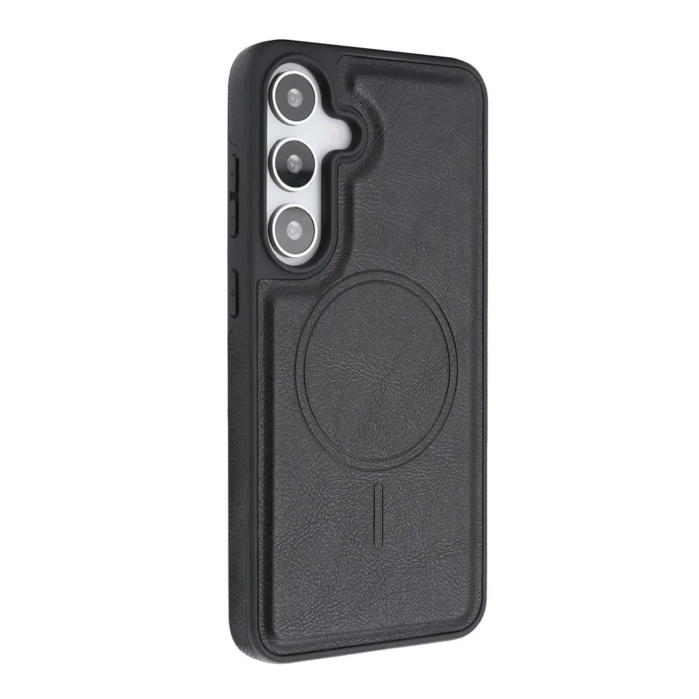 For Samsung Galaxy S26+ Magnetic Cover Kickstand Leather Back Phone Shell with Detachable Pop-Up Card Case - Black - 5