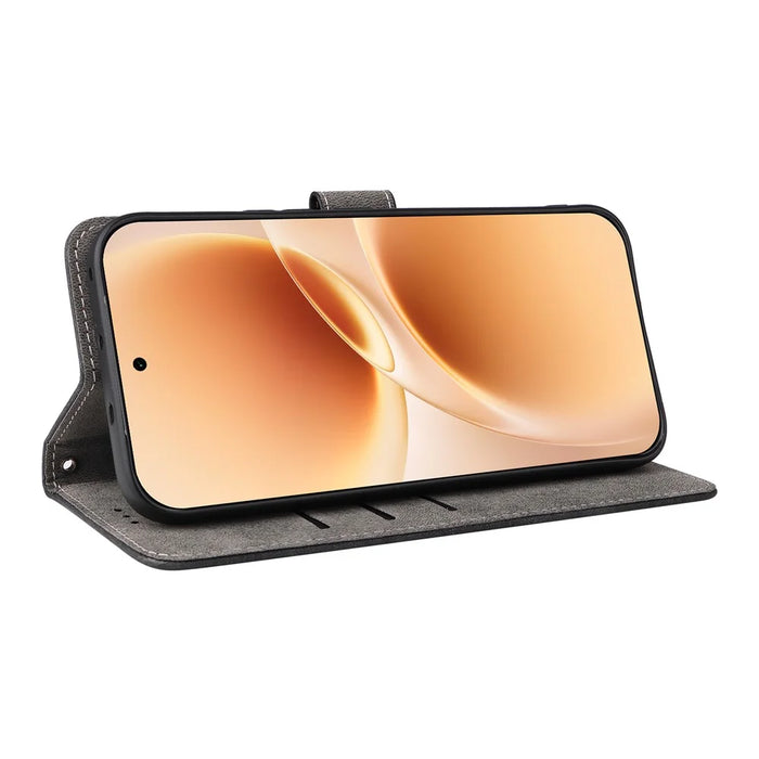 Phone Case For vivo V70 5G  /  V70 Elite 5G Wallet RFID Blocking PU Leather Phone Cover Stand with Strap - Black - 4