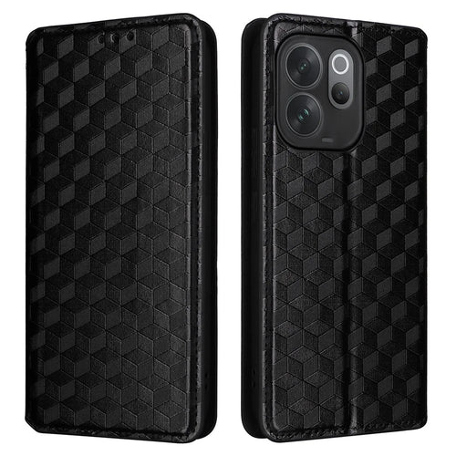 For vivo V70 5G  /  V70 Elite 5G Case Wallet Rhombus Imprinted PU Leather Phone Cover - Black - 1