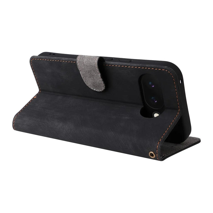 Phone Case For Google Pixel 10a Wallet RFID Blocking PU Leather Phone Cover Stand with Strap - Black - 5