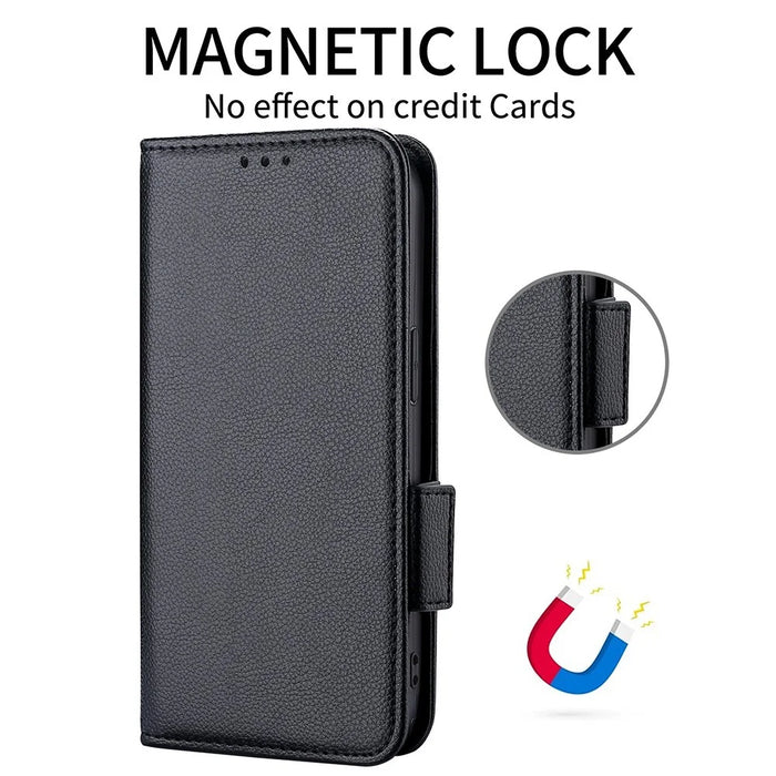 Phone Case For Samsung Galaxy S26+ Litchi Texture Wallet Leather Phone Cover with Wrist Strap - Black - 5