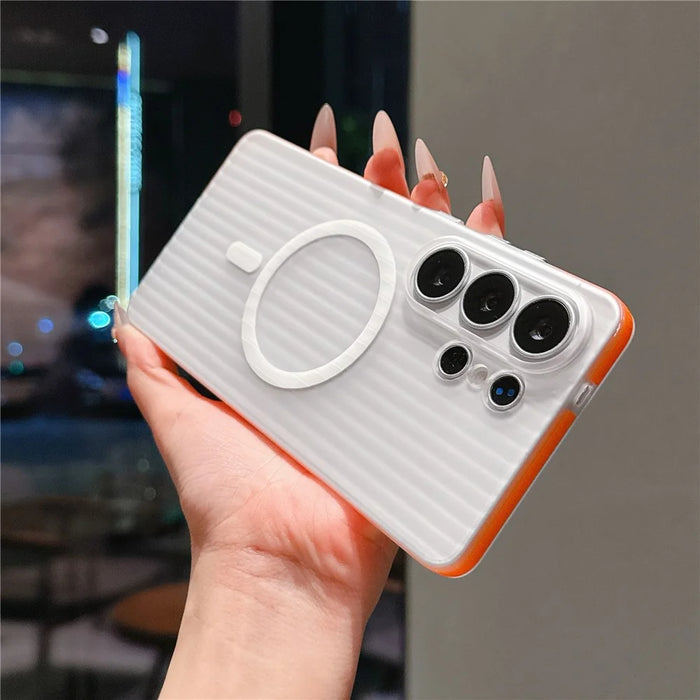 For Samsung Galaxy S26 Ultra Magnetic Phone Case Matte Texture Shockproof Protective PC Cover - Orange - 2