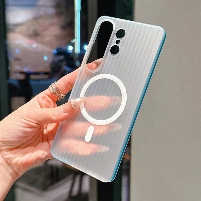 For Samsung Galaxy S26 Ultra Magnetic Phone Case Matte Texture Shockproof Protective PC Cover - Orange - 3