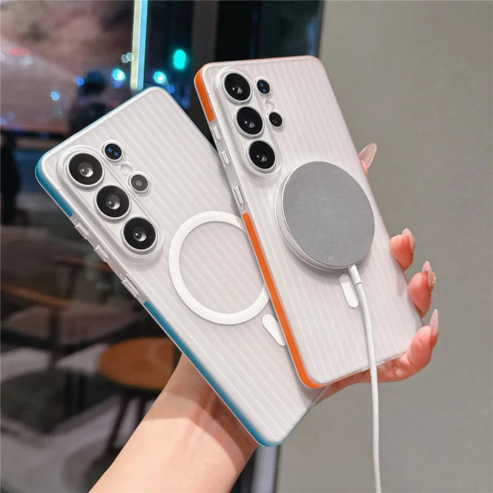 For Samsung Galaxy S26 Ultra Magnetic Phone Case Matte Texture Shockproof Protective PC Cover - Orange - 5
