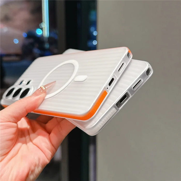 For Samsung Galaxy S26 Ultra Magnetic Phone Case Matte Texture Shockproof Protective PC Cover - Orange - 6