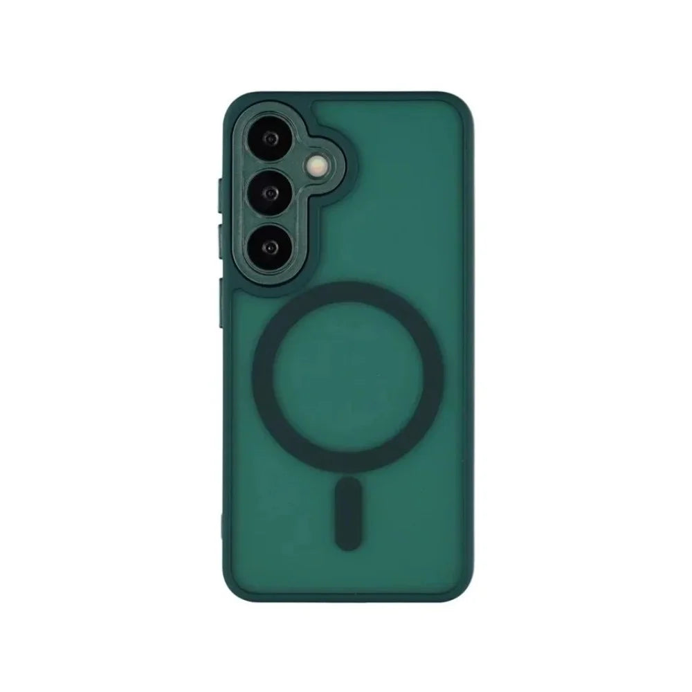 WANLONFENG For Samsung Galaxy A57 5G QB Series Magnetic Case PC TPU Phone Cover with Screen Film - Dark Green - 2